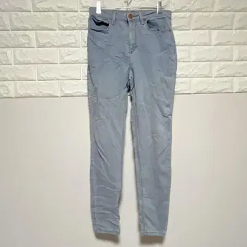 하이라이즈 스키니 팬츠 M 라이트 블루 스트레치 소재