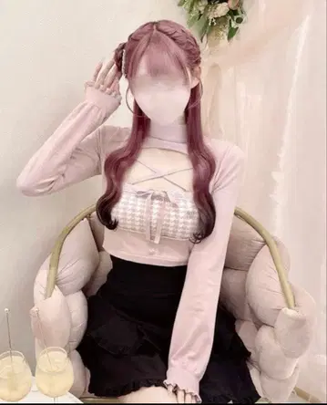 HONEYMEW 하운드투스 체크 하이넥 앙상블 상의 허니뮤우 미셰마카