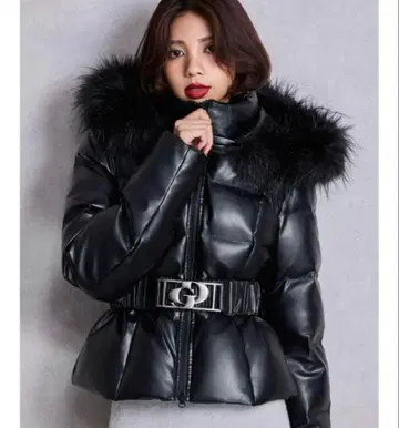 선착순 [완판템] GD 벨트 인조 가죽 숏 다운 코트