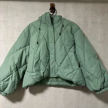 POU DOU DOU 민트 그린 퀼팅 다운 자켓