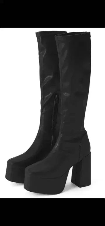 블랙 롱 부츠 플랫폼 힐