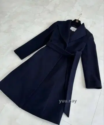 언타이틀 랩 코트 노카라 코트 롱 코트 네이비