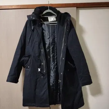 네이비 롱 모즈 코트