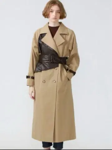새상품 LOVELESS 러브리스 가죽 레이어 오버코트 트렌치코트