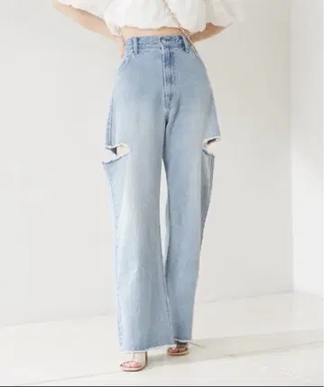 Chico 데미지 와이드 데님 팬츠