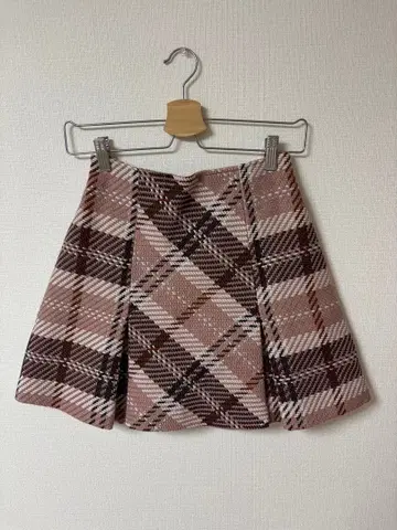 SNIDEL 로빙 체크 미니 스커트 핑크