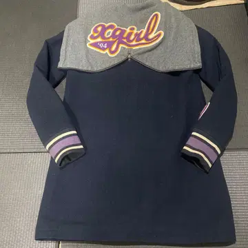Xgirl 후드 네이비 코트 여성용