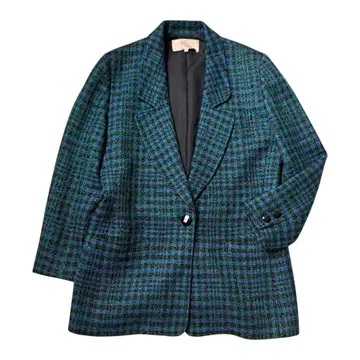 라핀 블랑슈 테일러드 자켓 트위드 체크 블루 라메 M