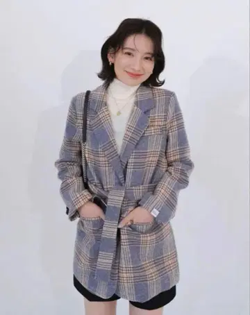 blue palang brushed plaid jacket 블루 파랑