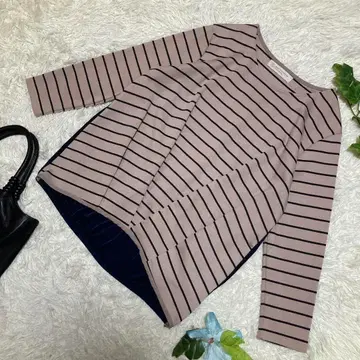 컨디션 최상 뷰티 앤 유스 7부 소매 티셔츠 절개 블라우스 베이지 L