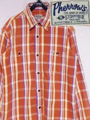 Pherrow's 헤비 플란넬 셔츠 브라운 바닥 플란넬 XL