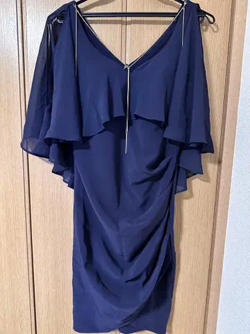 Andy 네이비 플레어 슬리브 드레스 M