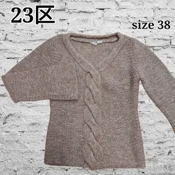 새상품급 23구 니트 스웨터 케이블 짜임 알파카 블렌드 V넥