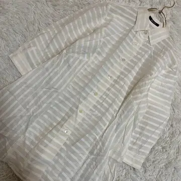 [양품] Aquascutam 카라 부착 튜닉 셔츠 아이보리 코튼 실크