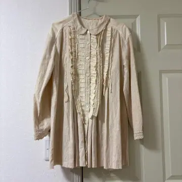 하루카키미에 프릴 셔츠 미니 원피스