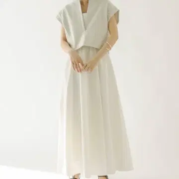 미스틱 화이트 그레이 티셔츠 롱 원피스