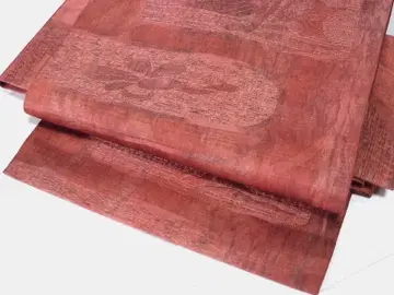 하카타 오리 하스나고야 오비 (추상 꽃 문양) 순수 실크 새상품급