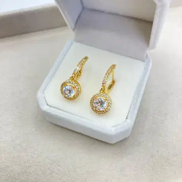 여성용 귀걸이 골드 투명 보석 부착 유품 정리품 앤티크 주얼리