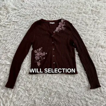 WILL SELECTION 레이온 혼방 자수 앙상블 긴팔 가디건