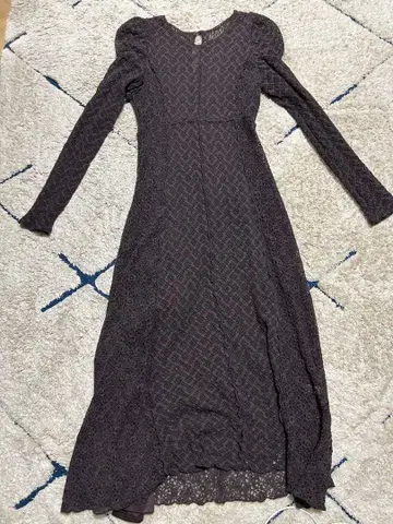 다크 퍼플 레이스 맥시 길이 드레스