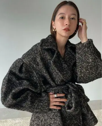 [ 완판템 ] CLANE MIX LOOP TWEED BOX COAT