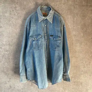 Wrangler 데님 셔츠 긴팔 펄 버튼 빈티지 M 사이즈