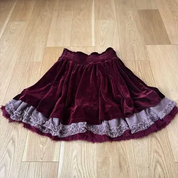 [인기] 엑시즈팜 볼륨 프릴 레이스 벨로아 스커트