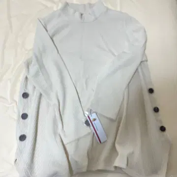 아이보리 리브 긴팔 스웨터 L