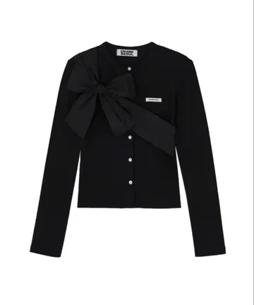 CRANK 리본 니트 가디건 블랙