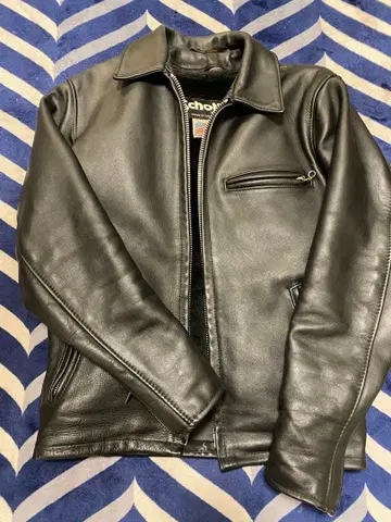 Schott 블랙 가죽 라이더 자켓 34