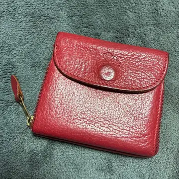 새상품급 IL BISONTE (일비종떼) 3단 폴더형 지갑 레드