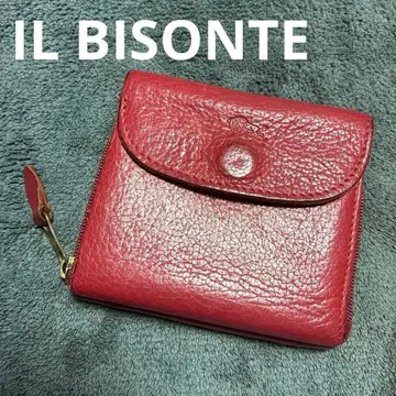 새상품급 IL BISONTE (일비종떼) 3단 폴더형 지갑 레드