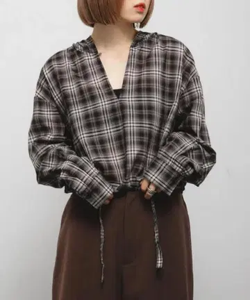 KBF 시어 체크 후디 셔츠 (블랙)