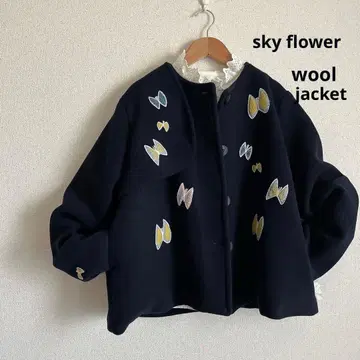 미나 페르호넨 sky flower 네이비 울 자켓 총 안감 핸드메이드