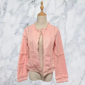[ 미사용 새상품 ] Rady 레이디 프린지 노카라 자켓 핑크