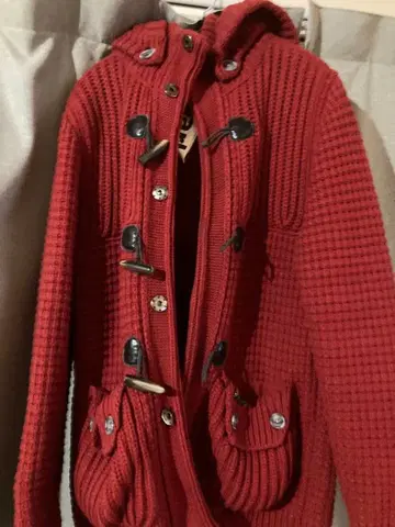 Bark 니트 더플 코트 레드