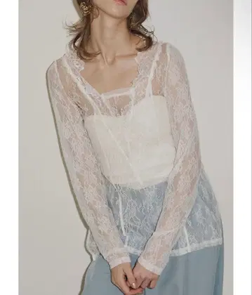 LA BELLE ETUDE 패턴 절개 레이스 블라우스