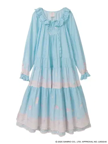 Little Twin Stars x PINK HOUSE 패턴 미디 원피스