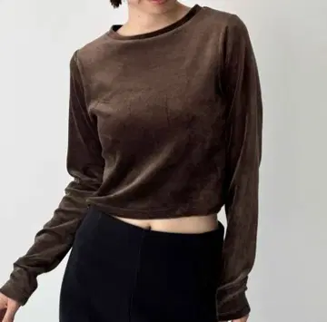 캐널진 엘르마르 미사용 새상품 택 포함 크롭 기장 벨로아 T 브라운