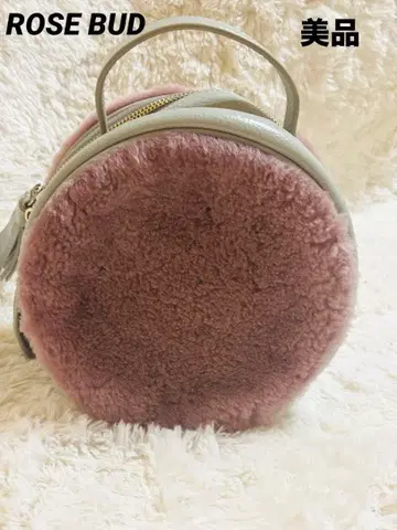 ROSE BUD 퍼 백 마카롱형 핑크/그레이