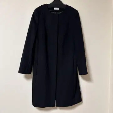 PLST 블랙 노카라 롱 코트