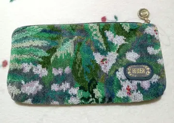 FEILER 파우치 (플랫 파우치) (꽃무늬) (그린) (중고품)