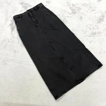 [ 지유 ] ( M ) 프론트 슬릿 롱 스커트 그레이 데님 속기모