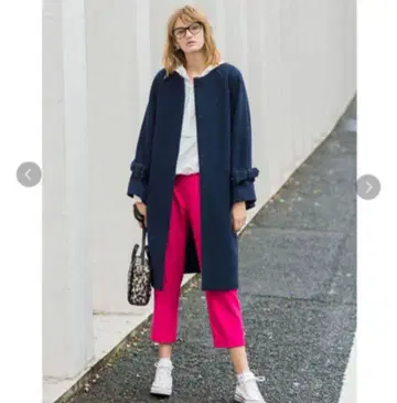 미라 오웬 네이비 롱 코트