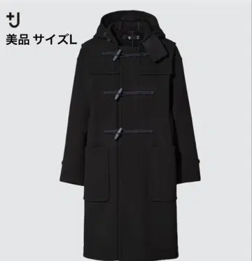 [ 새상품급 ] 유니클로 플러스J 울 오버 사이즈 더플 코트 L 블랙