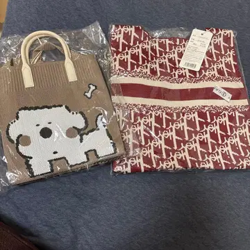 니트 토트백, 실리콘 백 2개 세트