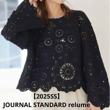 [ 새상품급 ] 저널 스탠다드 레리움 자수 크로셰 풀오버 블랙