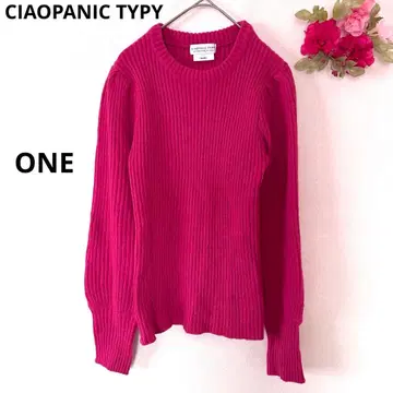 차오패닉 티피 니트 스웨터 긴팔 리브 핑크 ONE