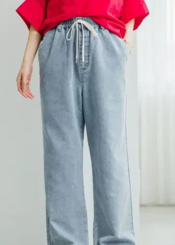 특가 studio CLIP [접촉 냉감] 시원한 이지 스트레이트 데님