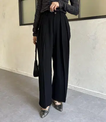 더본 2턱 슬랙스 팬츠 S 사이즈 블랙